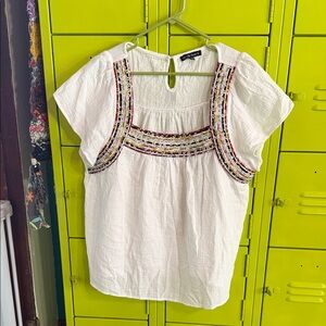 Chic White Blouse with Colorful cording